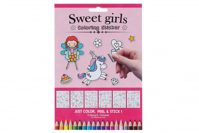 Inkleurnaalstickers 6 vellen - Voor meisjes