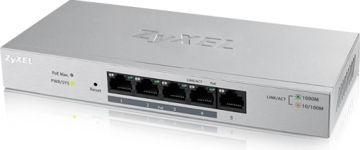 Commutateur intelligent ZyXEL GS1200-5HPV2 5x Gigabit 4x PoE 60W