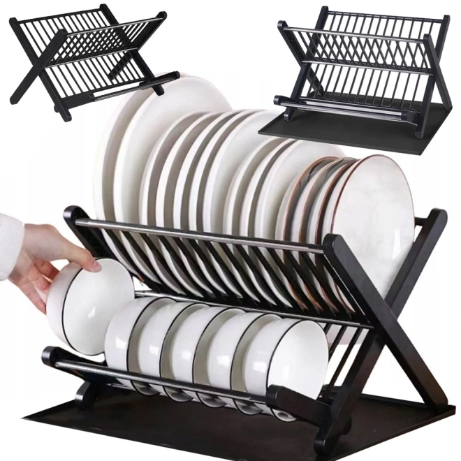 Large Foldable Multi-Level Dish Drainer