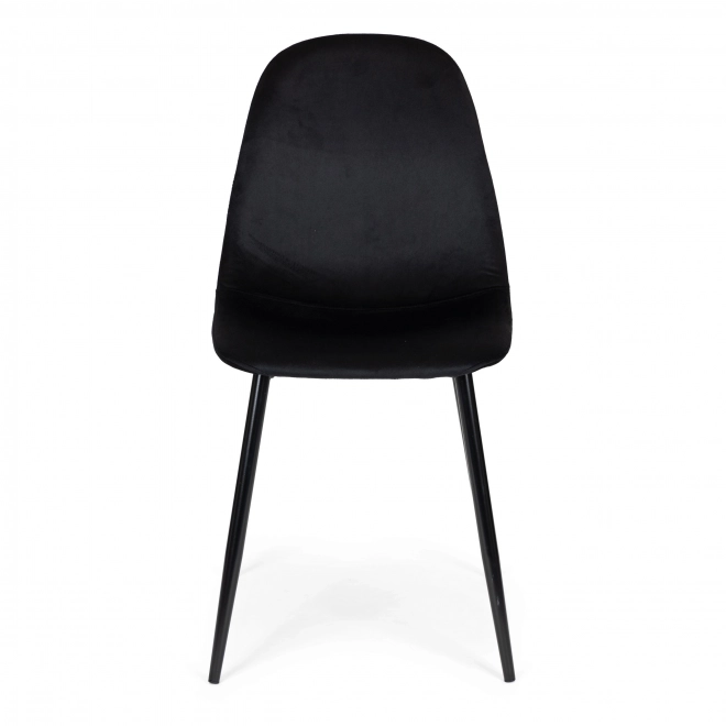 Set van 4 fluwelen eetkamer- en woonkamerstoelen - zwart
