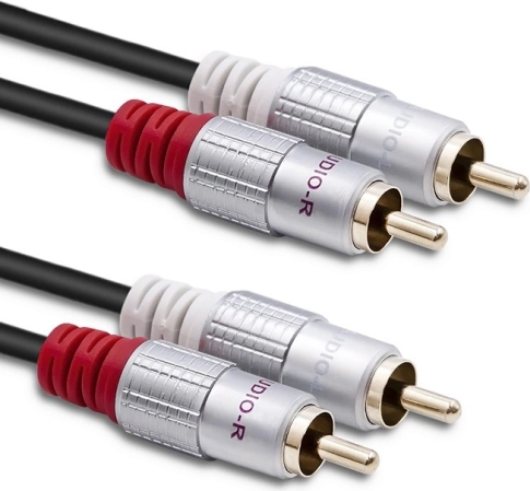 2×RCA male – 2×RCA male audio cable, 3 m, black QOLTEC