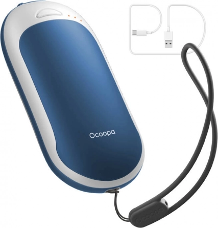 Ocoopa Handwärmer und Powerbank 5000 mAh USB-C weiß-blau