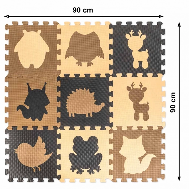 Bruine foam puzzel met bosdieren - 9 stuks
