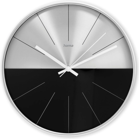 Wandklok HAMA Sicily 30 cm, zilver‑zwart, stille werking
