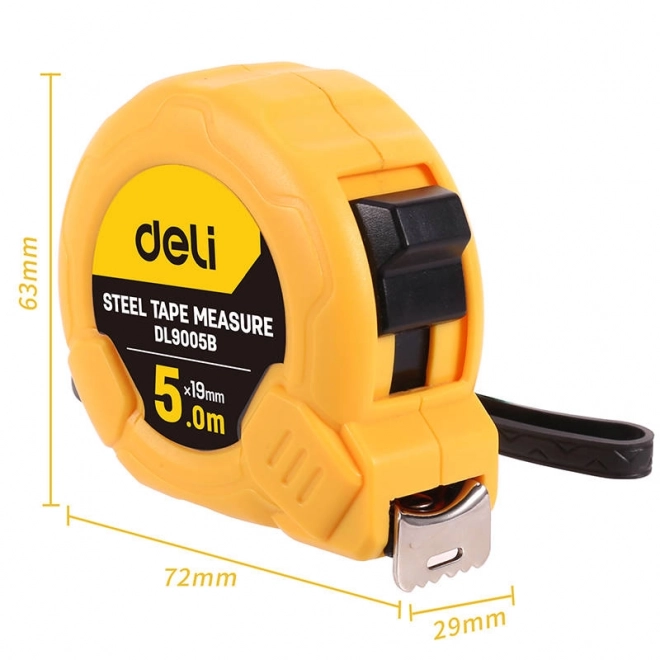 Rolmaat 5m/19mm Deli Tools EDL9005B (Geel)