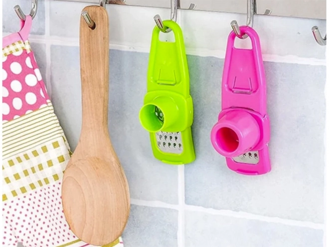 Mini-rasp voor knoflook en gember met veiligheidshouder – groen