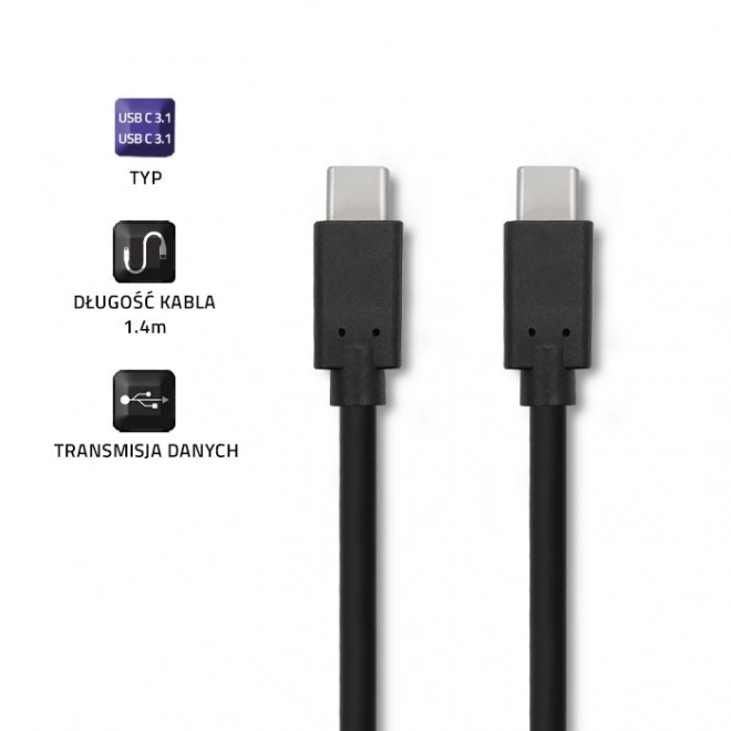 USB 3.1 type C kabel dubbelzijdig 1,4 m zwart