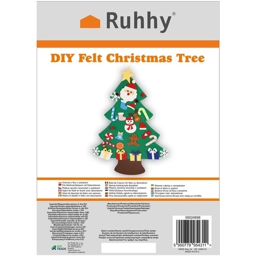DIY Filz-Weihnachtsbaum mit Dekorationen 90 cm