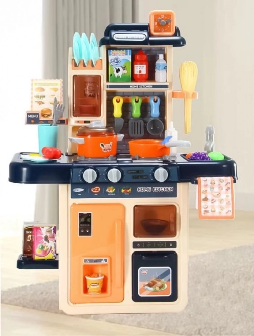 Kinderkeuken met LED stoomgenerator 42 accessoires marineblauw