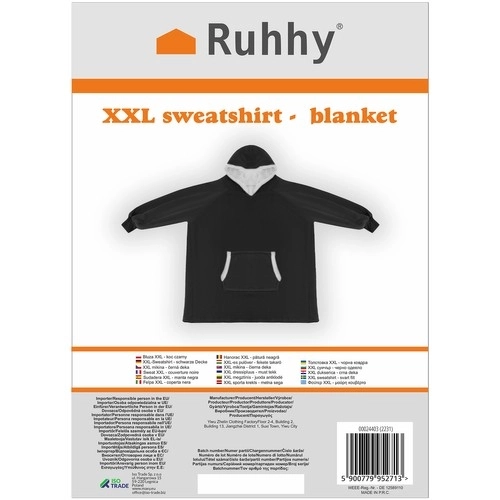 Mikina XXL - Ruhhy zwarte deken 24403