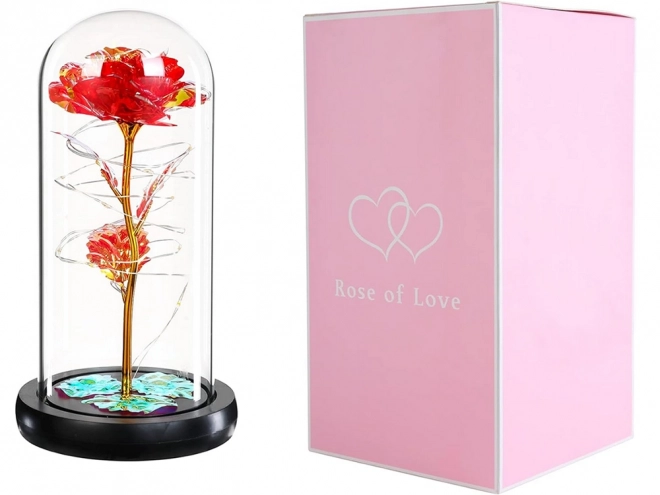 Rose éternelle sous un éclairage en verre