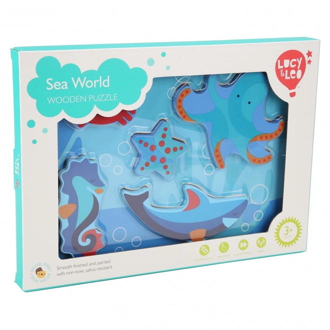 Lucy & Leo Zee Dieren - houten inlegpuzzel 6 stukken