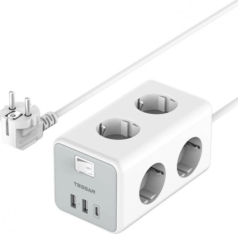 Tessan splitter met USB- en USB-C-poorten