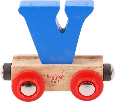 Houten wagon met letter V – BIGJIGS Rail