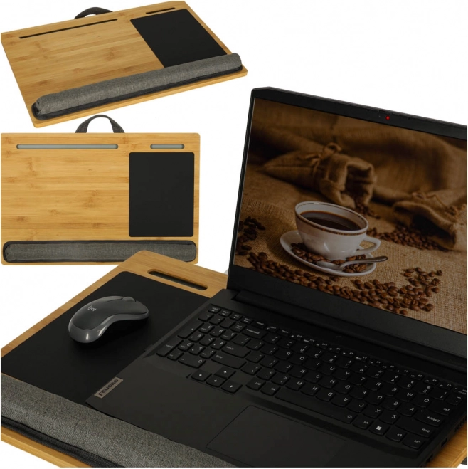 wooden portable lap desk with cushion for laptop