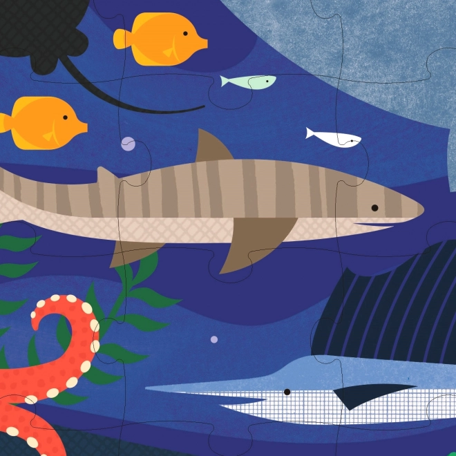 Dubbelzijdige puzzel onder de zee