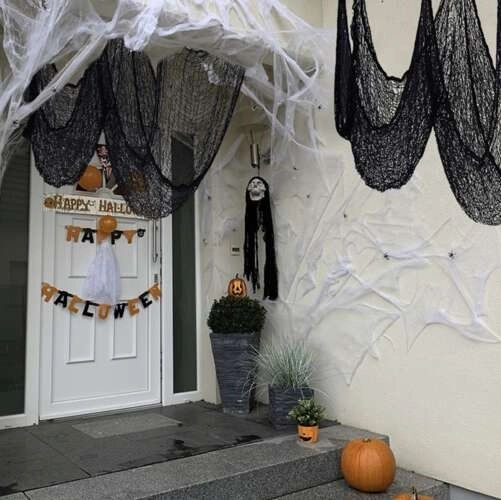 Halloweendecoratie spinnenweb 198 x 76 cm