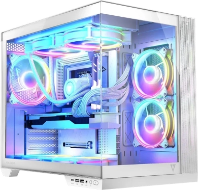 Computerbehuizing VOLCANO Panorama Apex ARGB, 7× ARGB ventilatoren, wit