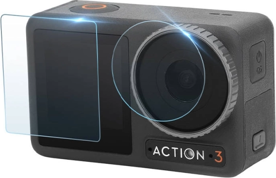 Gehärtetes Schutzset Sunnylife für DJI Osmo Action 3 – Glas für Display und Objektiv