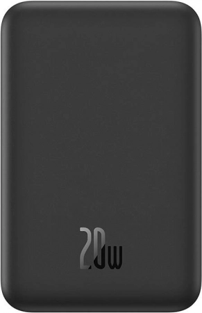 magnetische mini powerbank BASEUS 5000 mAh met MagSafe, USB‑C 20 W, zwart