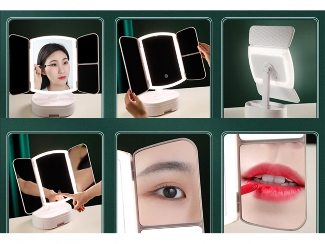 Opvouwbare cosmetische LED spiegel met verlichting en vergroting