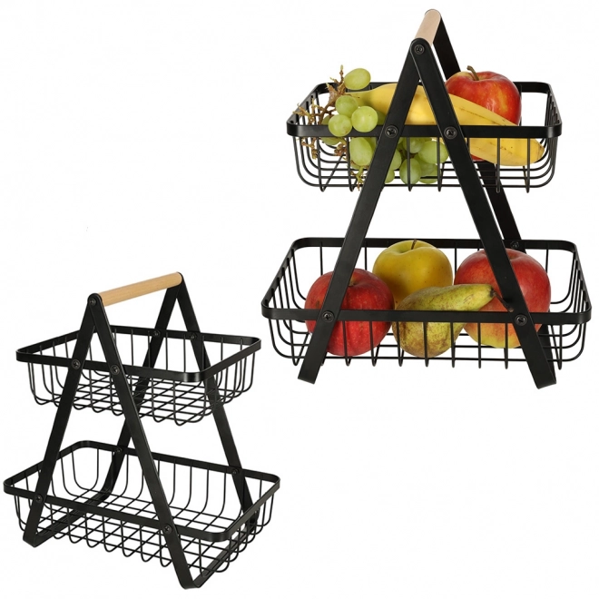 Two-tier Fruit Basket Metal and Wood