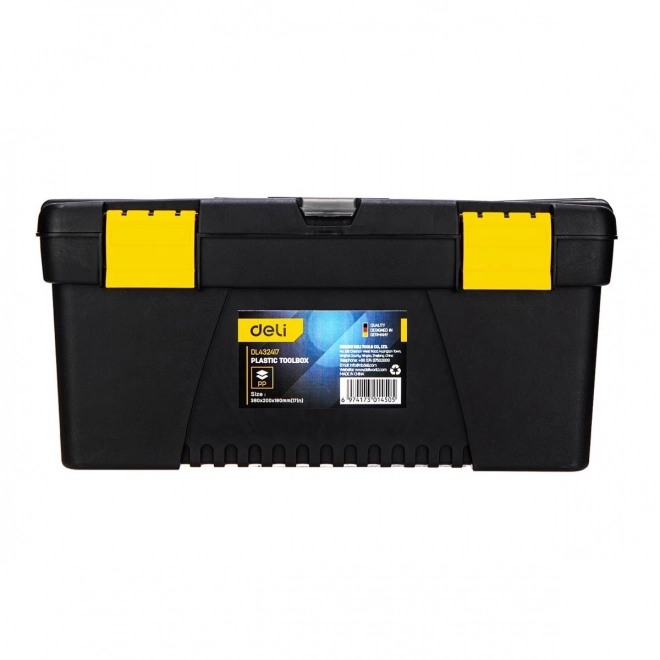 Deli 15'' Yellow-Black Plastic Toolbox