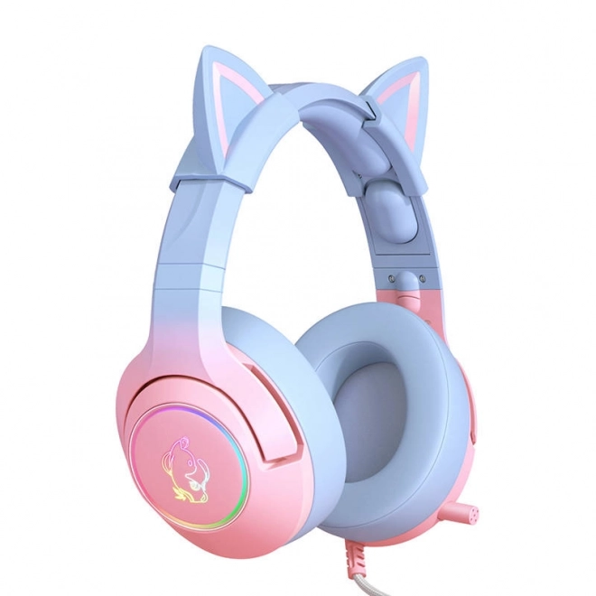 Gaming-Kopfhörer rosa-blau mit Katzenohren