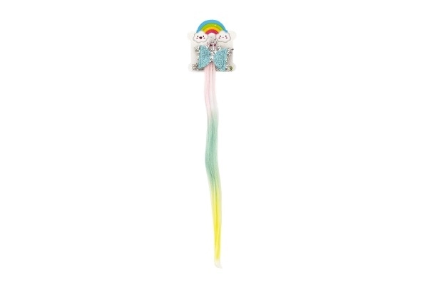Barrette flocon avec nœud et mèche arc-en-ciel métal/plastique 7x38cm en sachet