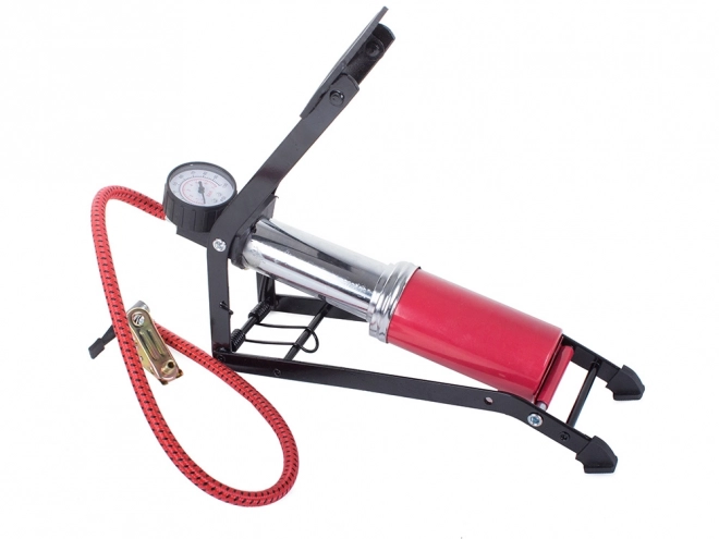 Einzylinder-Fußpumpe fürs Auto mit Manometer