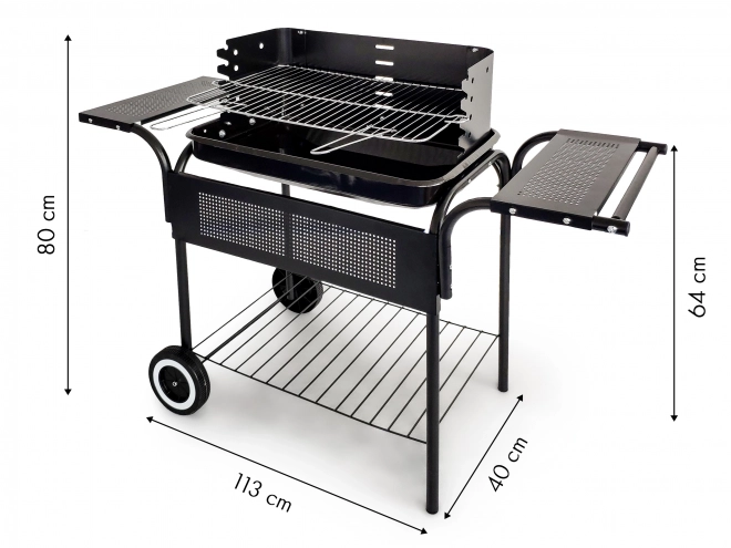 Garden Grill with Adjustable Grate and Wheels