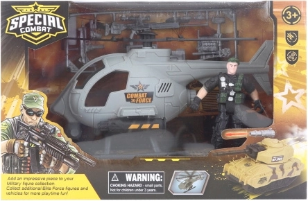 Militaire helikopter met soldaat en accessoires