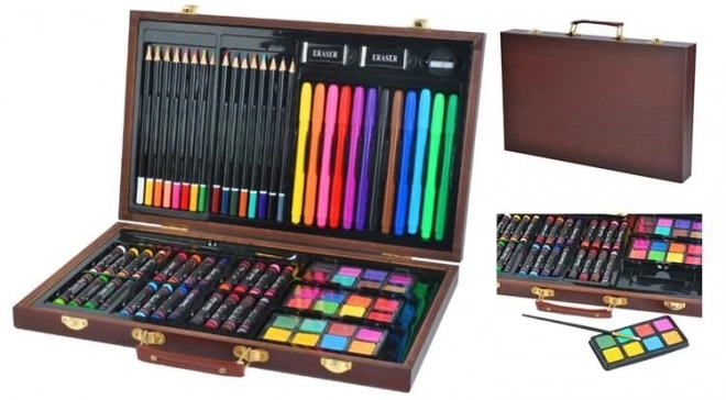 Large Art Set in a Wooden Case for Little Painters - 81pcs
