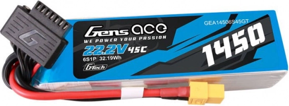 Gens Ace G-Tech LiPo-accu 1450 mAh 22,2 V 45C 6S met XT60-connector