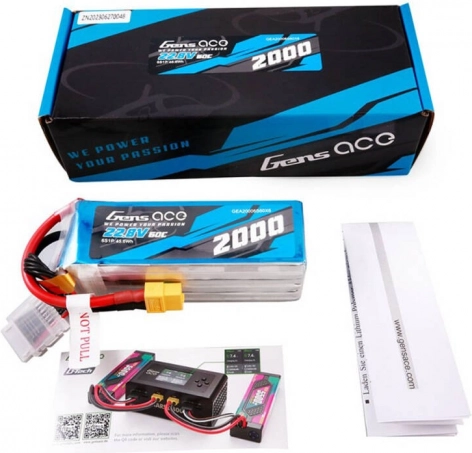 Gens Ace hoogspannings-LiPo-accu 2000 mAh 22,8 V 60C 6S met XT60-connector
