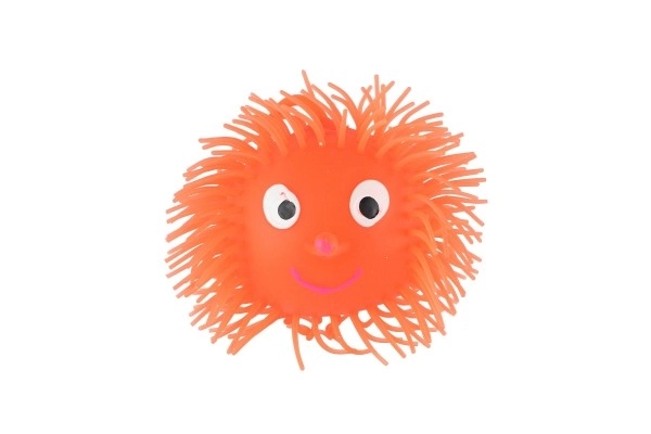 Pluizige rubberen antistressbal 8,5 cm met licht op batterijen tot 6 kleuren