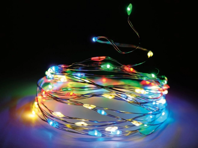 Veelgekleurde kerst LED-lampen met batterijen 10m