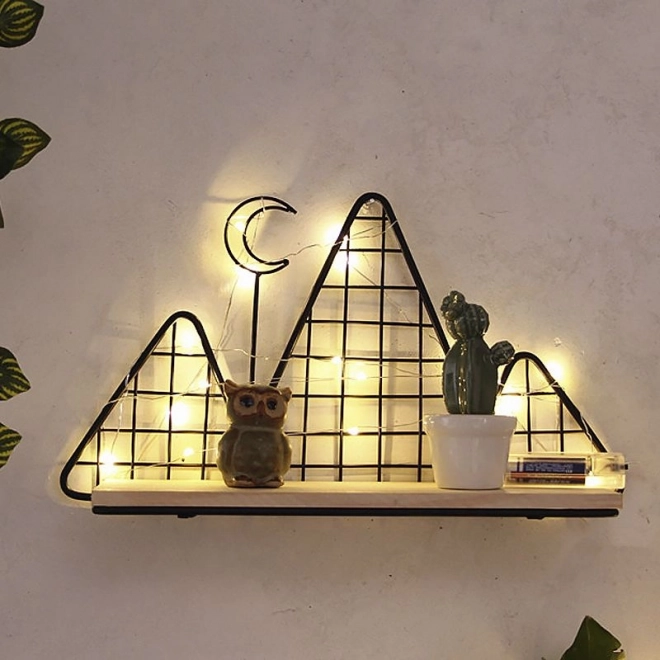 Decoratieve plank in de vorm van bergen in LOFT-stijl - zwart