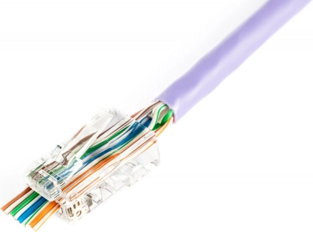 Pass-through RJ45 (8P8C) Connector Cat.5e, unshielded, AWG 26–24, pack of 100