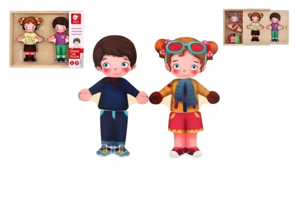 Houten puzzel verkleden - meisje en jongen