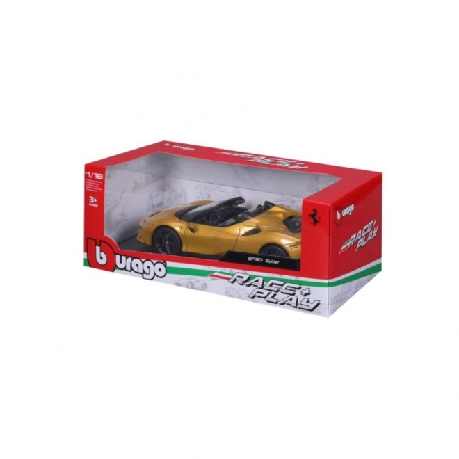 Bburago Ferrari SF90 Spider op schaal 1:18 - geel