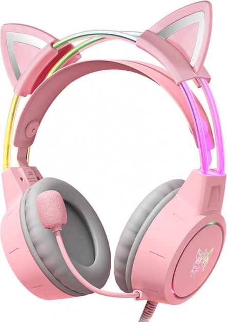 Casque gaming ONIKUMA X15Pro rose avec oreilles de chat