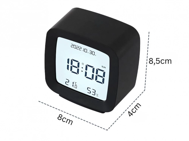 Digital alarm clock with LCD display and temperature and humidity measurement