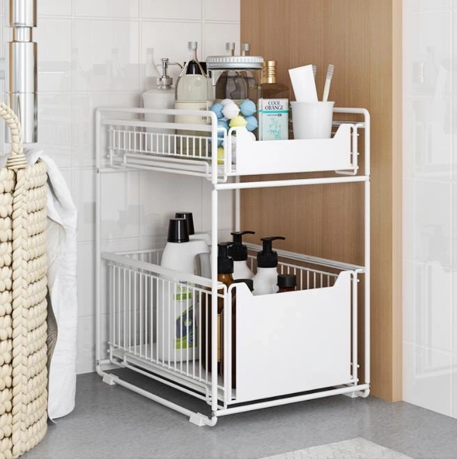 Keukenorganizer met twee ruime planken - wit