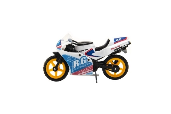 Race motorfiets metaal/kunststof 8cm vrij rollend mix soorten op kaart