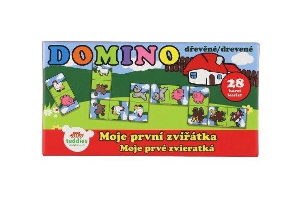 Domino Mijn eerste dieren houten gezelschapsspel 28st in doosje 17x9x3,5cm MPZ