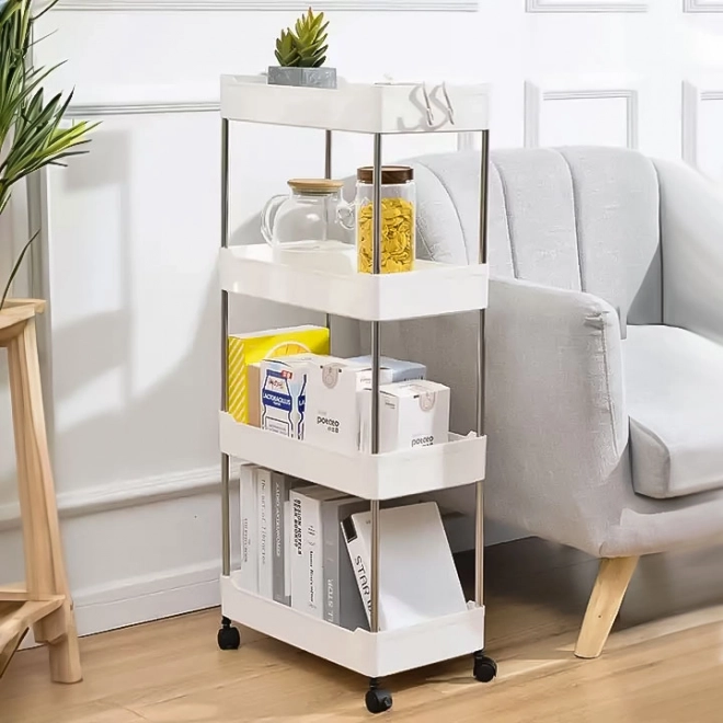 Plastic badkamer rek met 4 planken en wielen