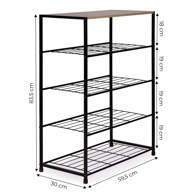 Wooden Shoe Cabinet with Metal Shelf