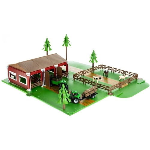 Boerderij met dieren + 2 tractoren met aanhangers