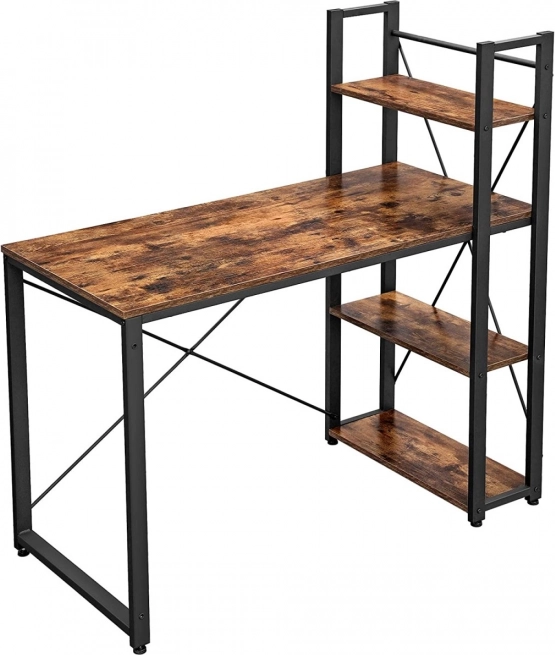 Loft-style writing desk with shelves, rustic, 120 × 60 cm